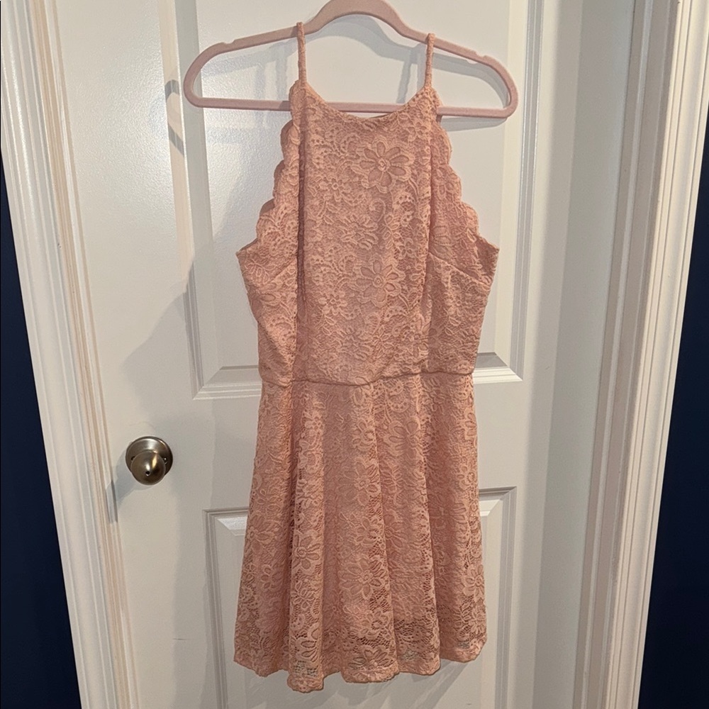 Pink Lace Halter Dress